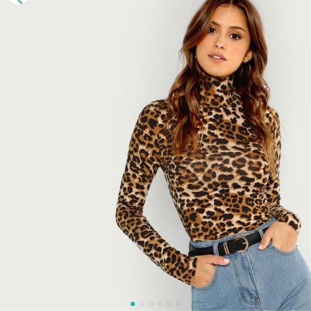 No 💥HP 11/25🥳 High Neck Leopard Print Fitted Top - Picture 6 of 6